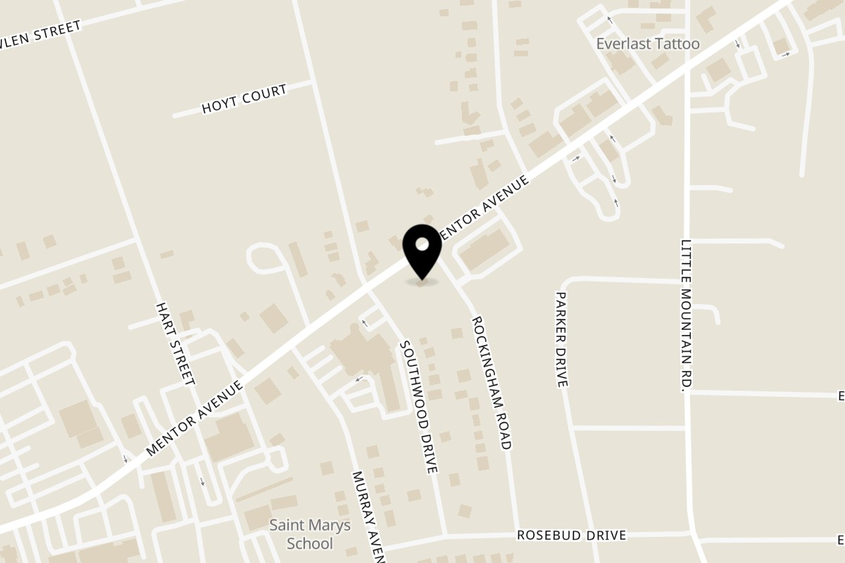 Map showing the location of Jackpot on 8630 Mentor Ave in Mentor